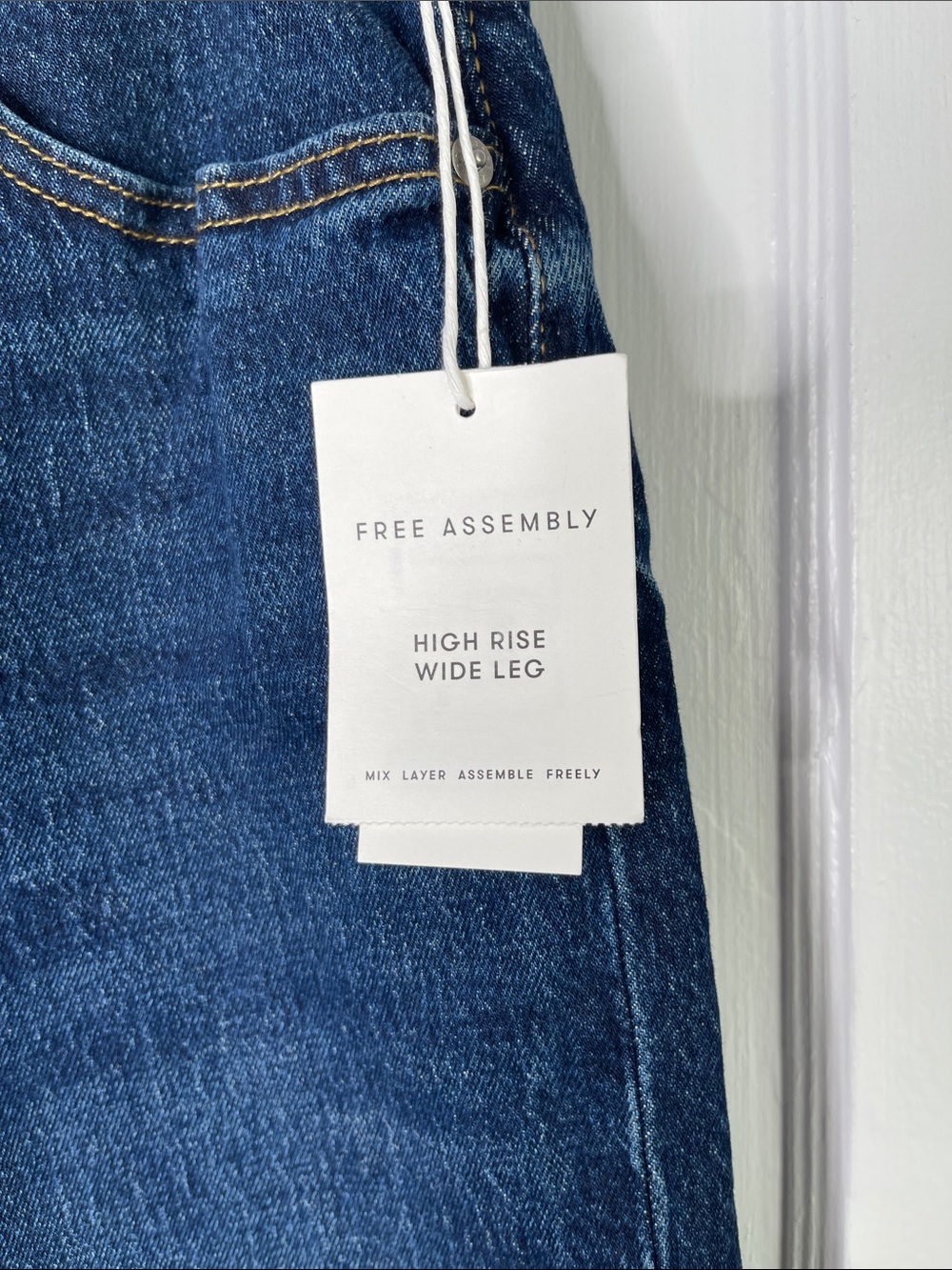 Nwt Free Assembly Jeans 10 Wide Leg Raw Hem High Rise New Ladies Denim - Picture 4 of 15